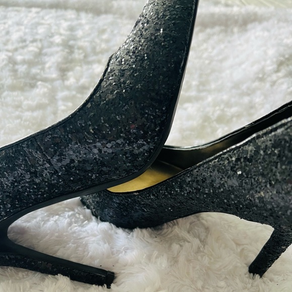 WOMEN’S MOSSIMO SPARKLE GLITTER BLACK STILETTOS HEELS - Picture 4 of 14